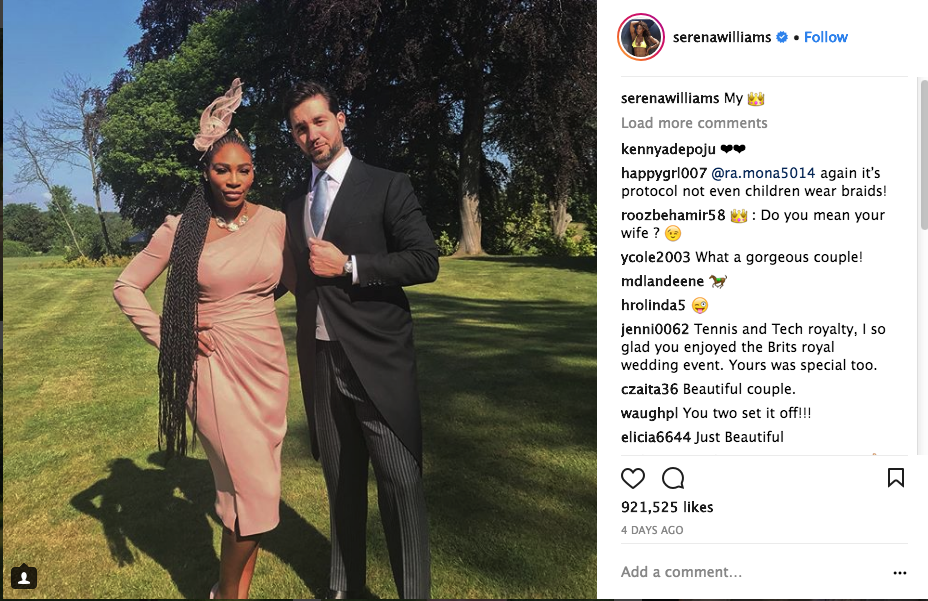 Serena Williams getting hate for photos with White husband at royal wedding